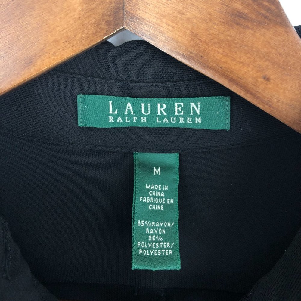LRL Lauren Ralph Lauren Women's Size Medium Black Button Front Collared Dress - Picture 7 of 9